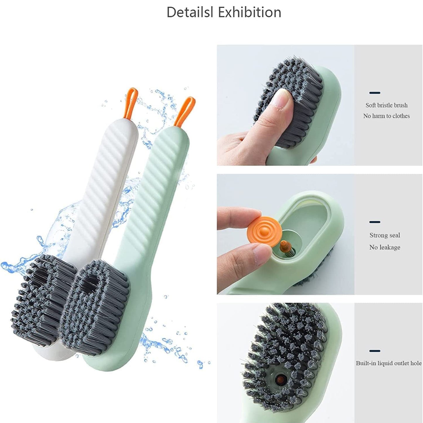 Multifunctional Scrubbing Brush With Liquid Soap Dispenser Cleaning Brush With Liquid Soap Dispenser Shoe Brush For Cleaning Cloth Cleaning Brush With Handleliquid Shoe Brush For Shoe Clothes (1 Pc) - Happy Price - Image 6