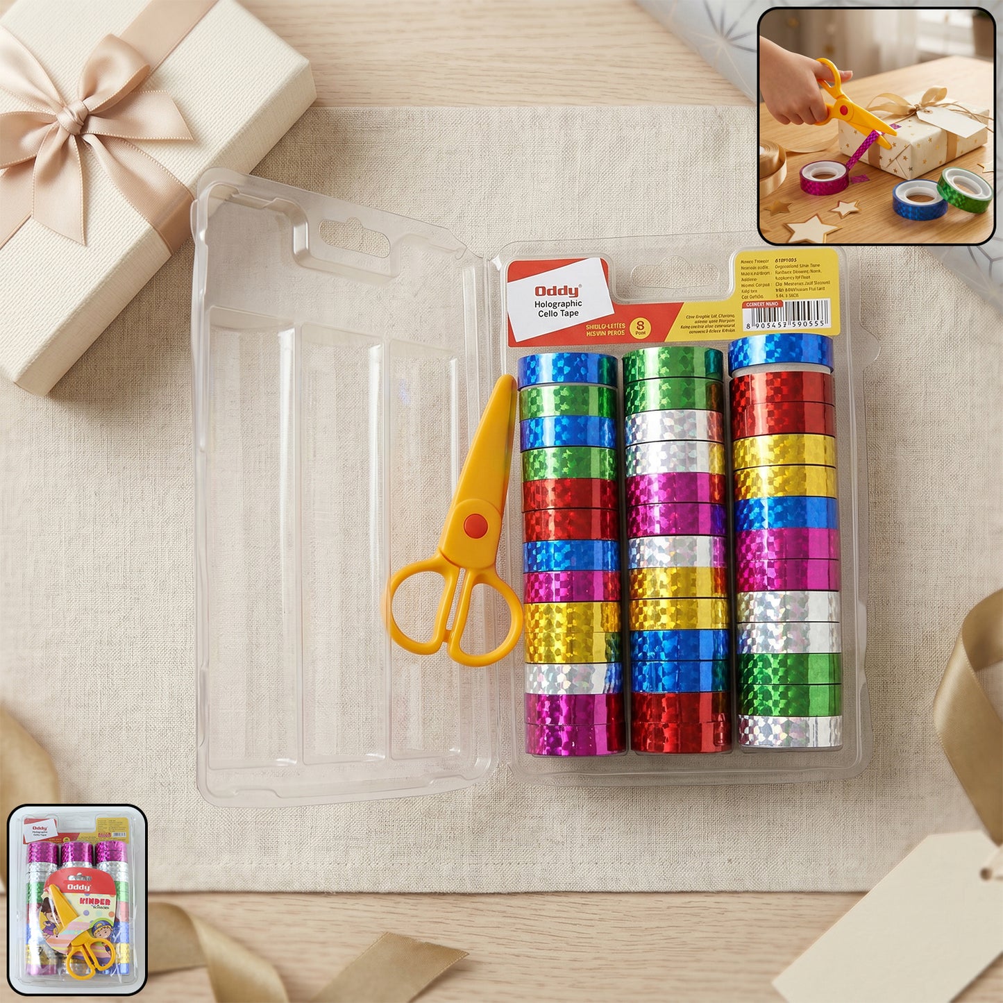 Holographic Craft Tape Set with Scissors - 39 Rolls for DIY & Gifting - Great Price - Image 2