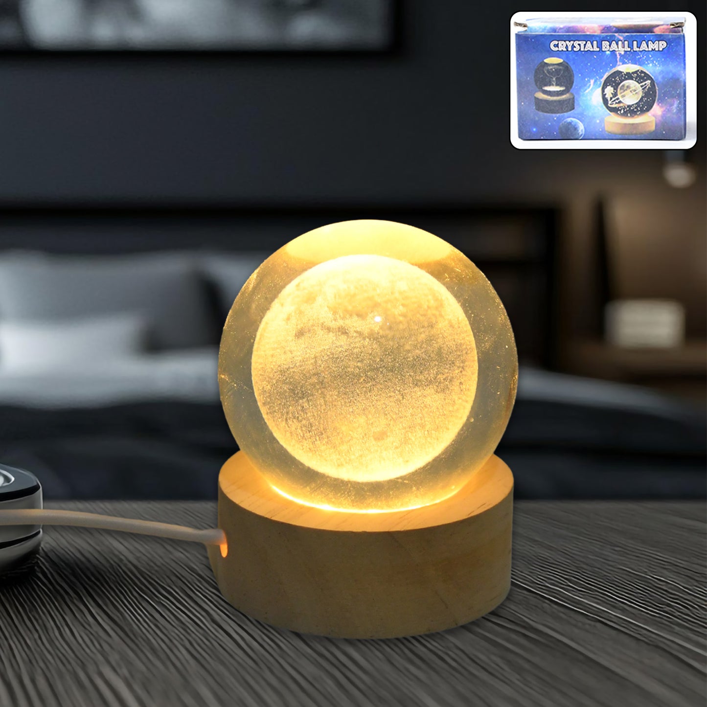 3d Crystal Ball Lamps With Base (1 Pc) - Happy Price - Image 2