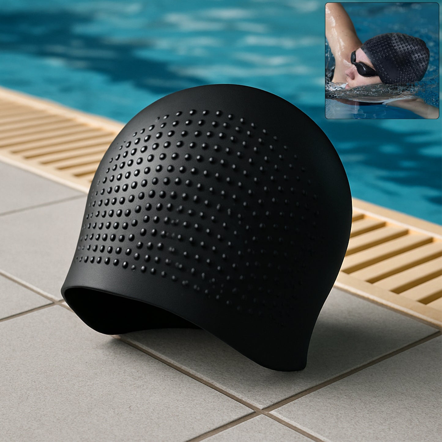 Premium Silicone Waterproof Swimming Cap (1 Pc) - Happy Price - Image 2