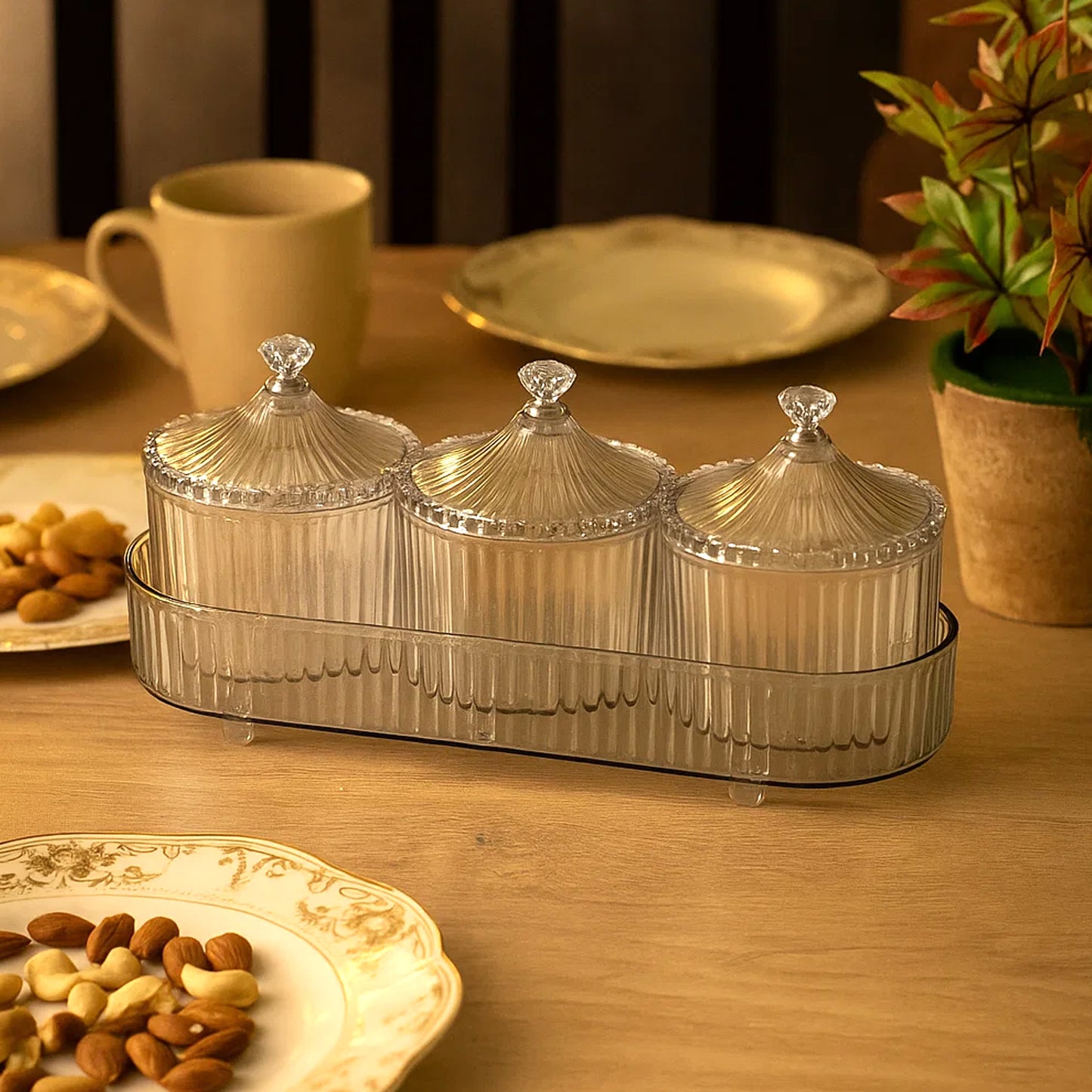 3 Piece Dry Fruit & Snack Storage Set with Tray - Happy Price - Image 4