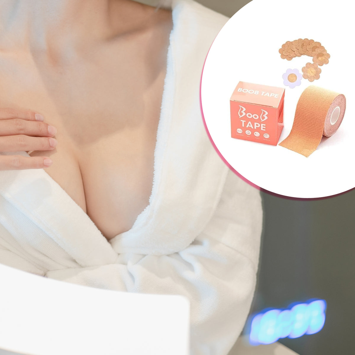 Boob Tape With 10 Pairs Nipple Cover Cotton Wide Thin Breast Tape - Womens Girls Breast Lift Booby Tape - Push Up Lifting Tape - Suitable For All Breast Types - Breast Lift Bra Tape - Bob Tape For Natural Breast Lift (1 Pc 5 Meters) - Happy Price - Image 7