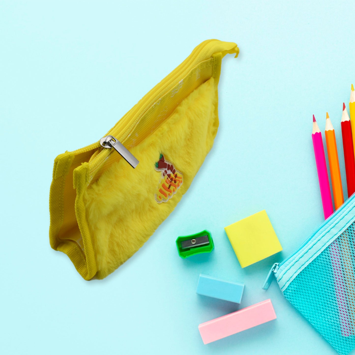 Smart Design Solid Colour Double Pocket Large Capacity With Zipper Reusable Multipurpose Washable Pouch Pen Pencil Stationary Case Travel Boys Girls Pouch With Zip For Travel School Stationary (2 Pocket) - Happy Price - Image 2