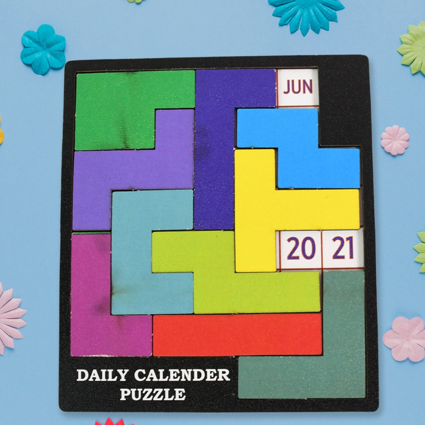 Wooden Daily Calendar Puzzle (Multicolor 1 Set) - Happy Price - Image 1
