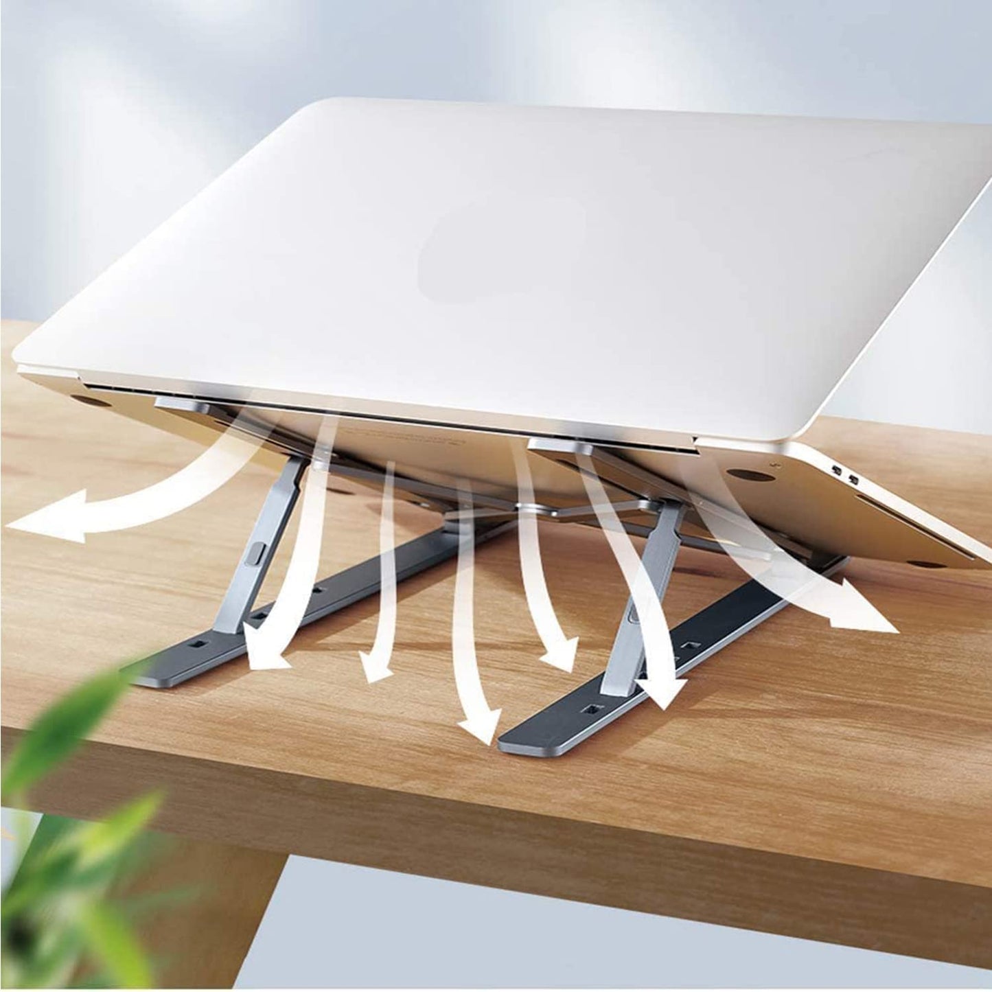 Laptop Stand For Desk Metal Portable Laptop Stand With 6 Adjustable Angles Laptop Riser Phone And Tablet Stand Compatible For All Laptop - Happy Price - Image 5