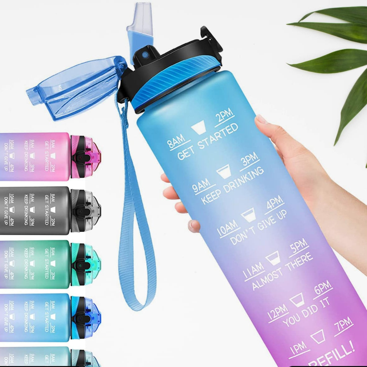 Motivational Water Bottle With Straw Time Marker Bpa-free Tritan Portable Gym Water Bottle Leakproof Reusable Special Design For Your Sports Activity Hiking Camping - Happy Price - Image 1