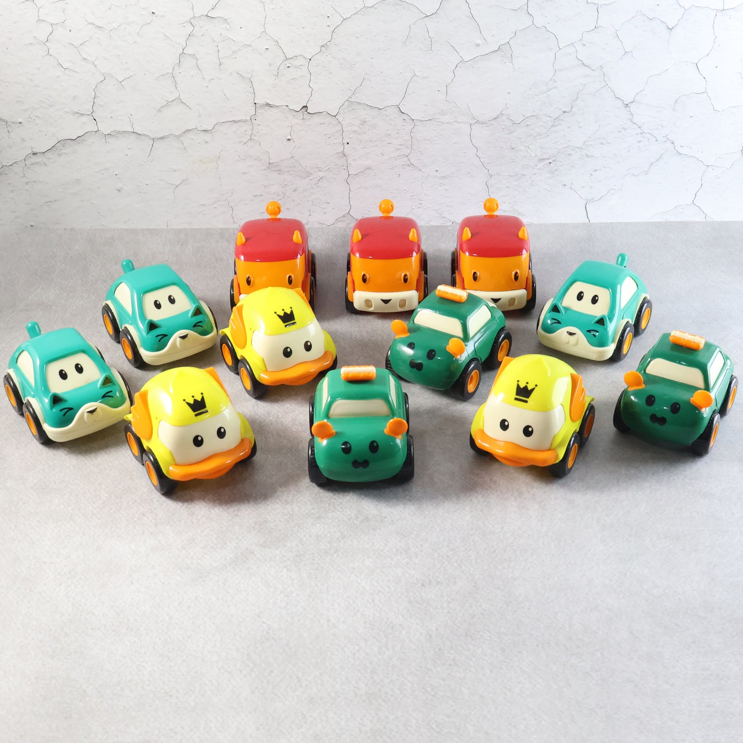 12 Pc Cartoon Pull-Back Car Toy Set for Kids - Fun Mini Vehicles - Happy Price - Image 3