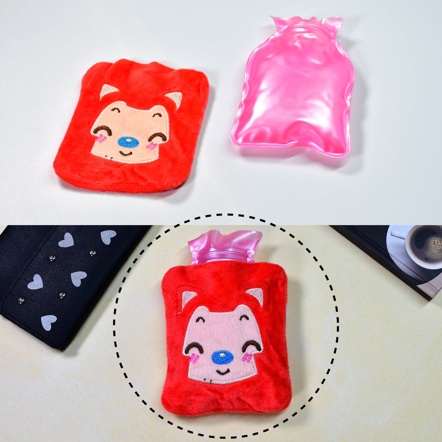 Small Pink Hot Water Bag with Soft Cover for Pain Relief - Happy Price - Image 6