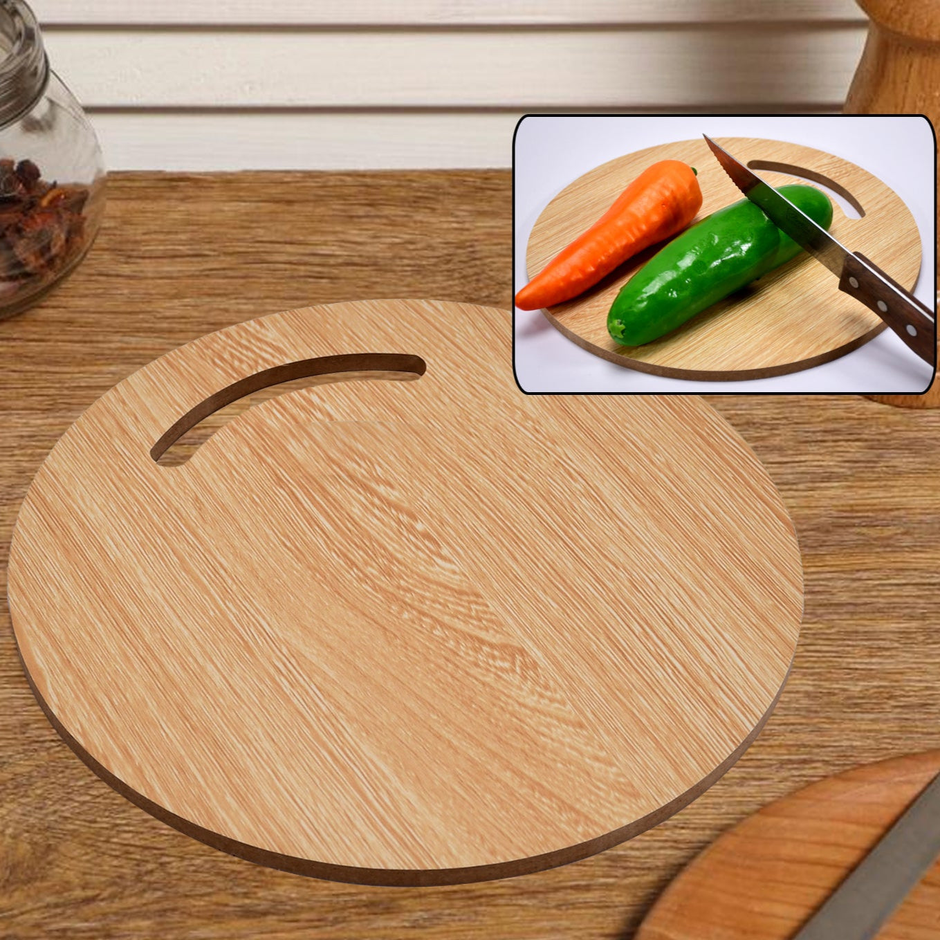 Wooden Round Chopping Board For Chopping Fruit Vegetable - Happy Price - Image 1