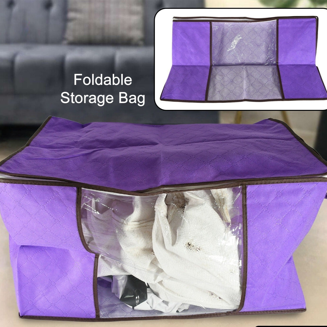 Clothing Storage Bag With Zipper Non-woven Storage Bag For Storing The Clothes And Sarees. - Happy Price - Image 1