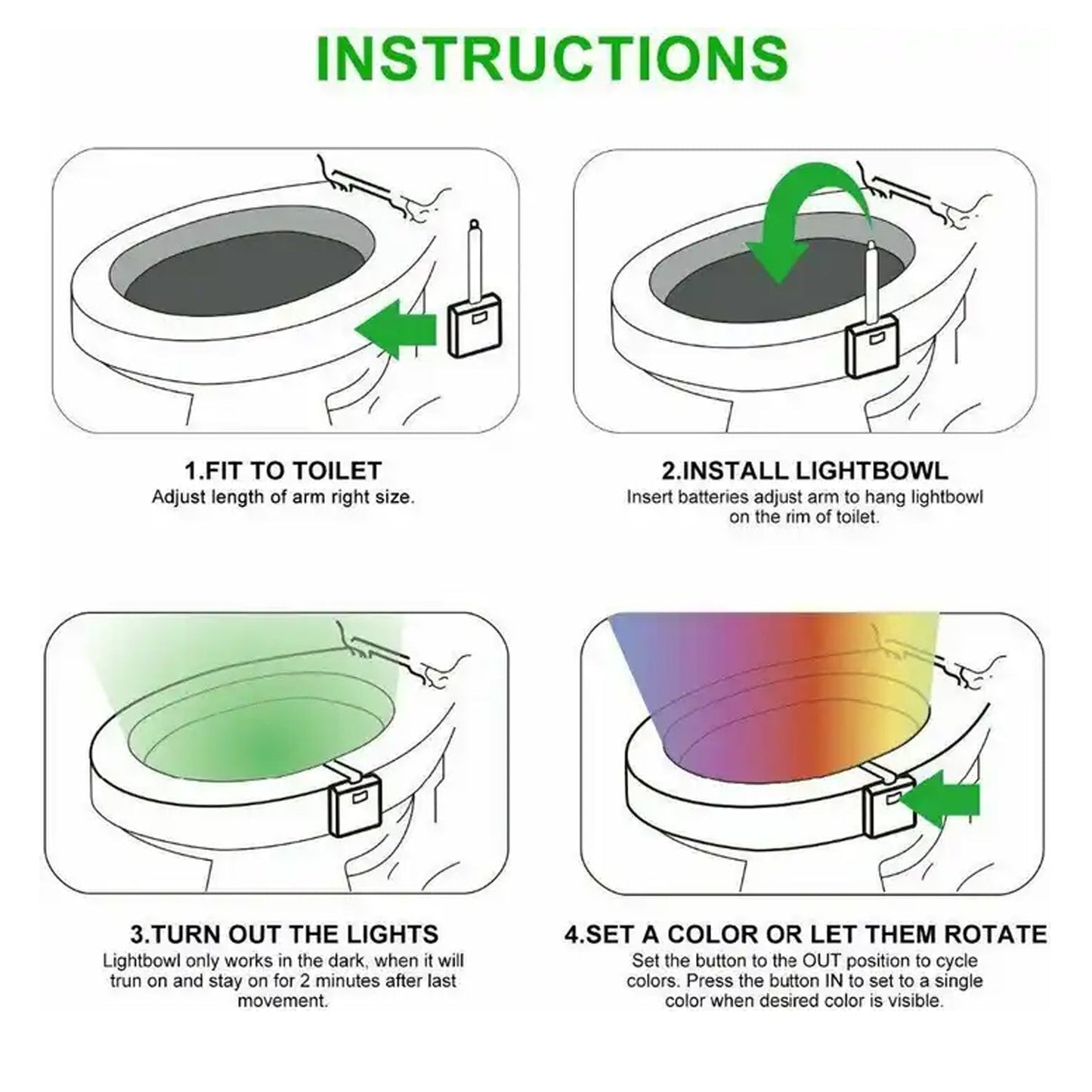 Toilet Light Led Toilet Bowl Light Toilet Cover Lamp (1 Pc Battery Not Included) - Happy Price - Image 4