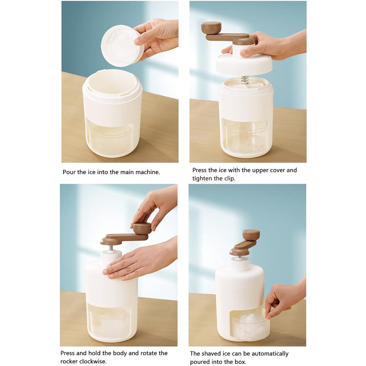 Portable Gola Maker Ice Crusher And Shaved Ice Machine Hand Shaved Ice Machine Manual Fruit Smoothie Machine Mini Household Ice Shaver Small Ice Crusher - Happy Price - Image 6