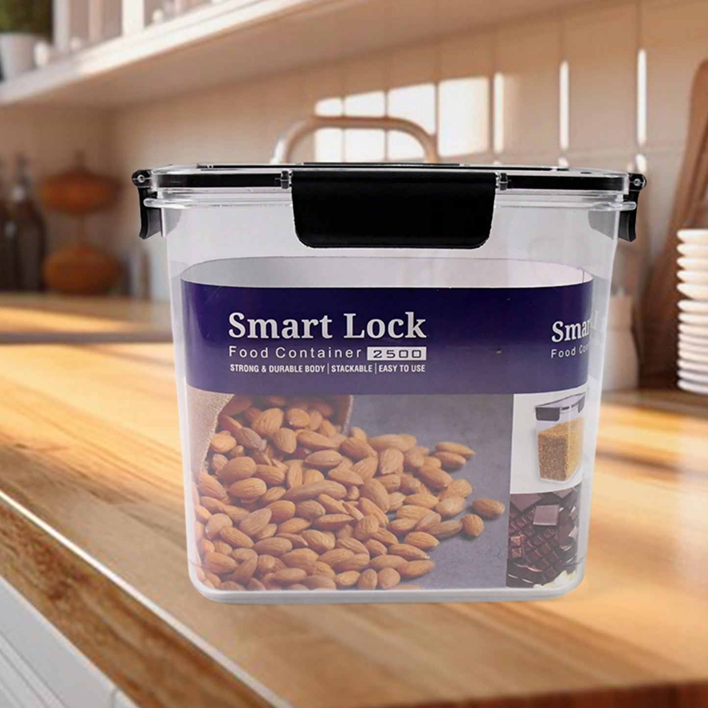 Food Storage Container Airtight Plastic Container With Easy Snap Lids (2500ml 1 Pc) - Happy Price - Image 2
