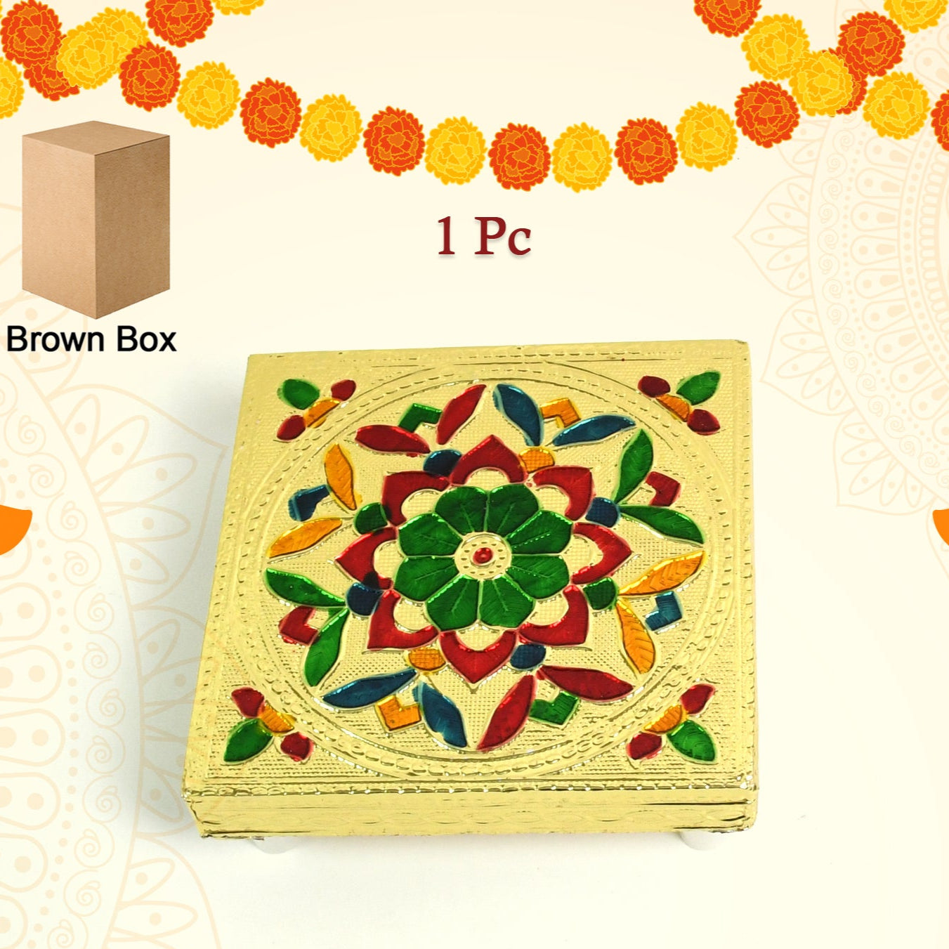 Multipurpose Traditional Decorative Design Wooden Chowkibajot (1 Pc Set) - Happy Price - Image 1