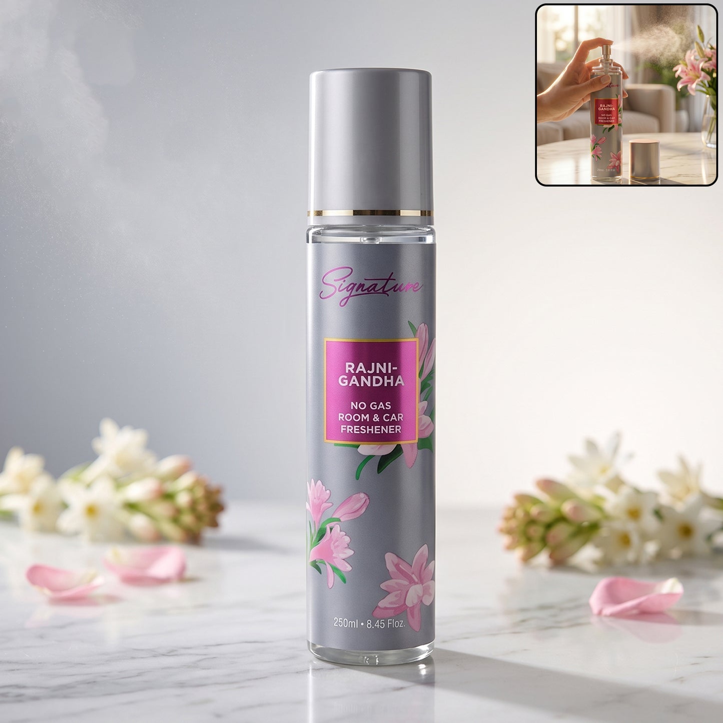 Signature Rajnigandha Air Freshener Spray 250 ML for Home & Car - Great Price - Image 2