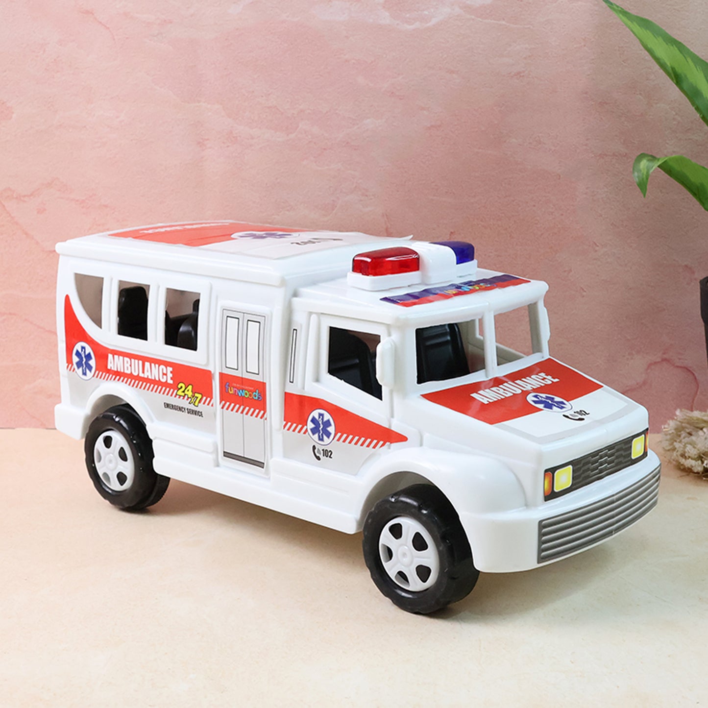 Friction Powered Ambulance Toy for Kids - Realistic Rescue Vehicle (1 Pc) - Happy Price - Image 6