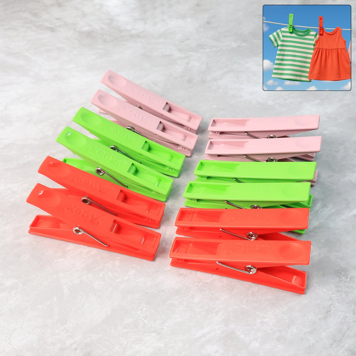 Durable Cloth Clips Set Of 12 Strong Grip Plastic Laundry Pegs With Stainless Steel Spring - Happy Price - Image 2