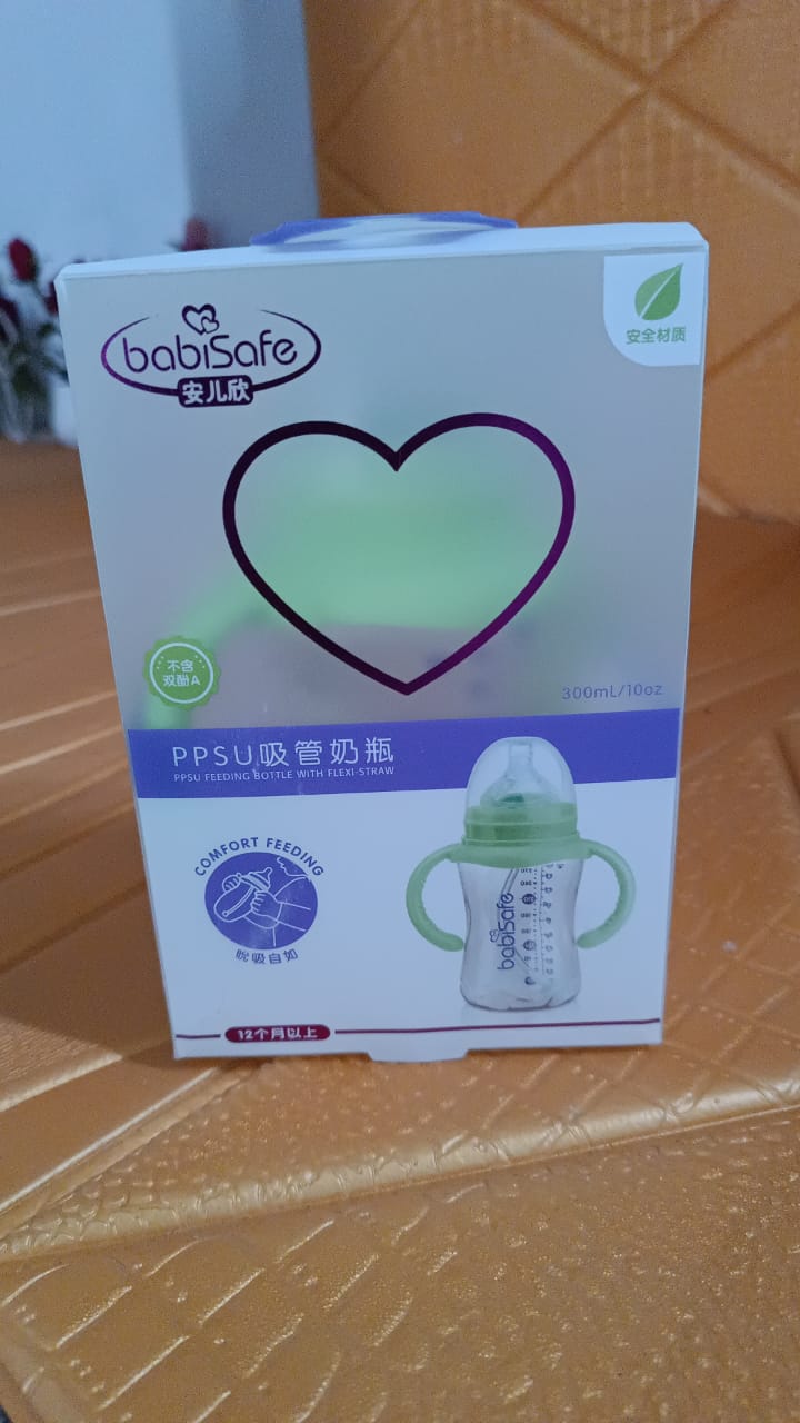 Plastic Baby Feeding Bottle With Handles Cleaning Brush Straw (300 Ml 1 Pc) - Happy Price - Image 7