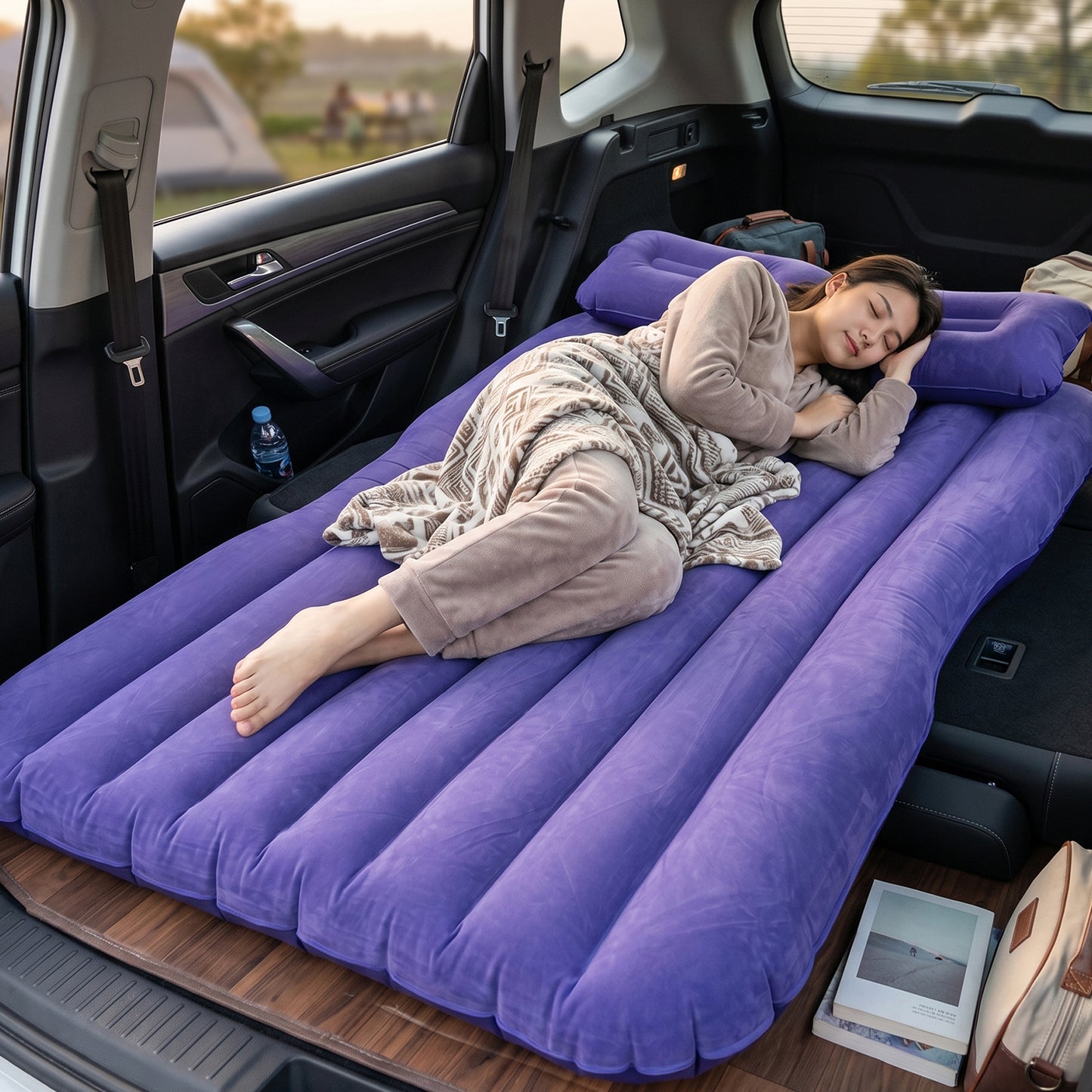 Blue Portable Car Air Mattress with Pump and Pillows for SUV Travel - Happy Price - Image 6