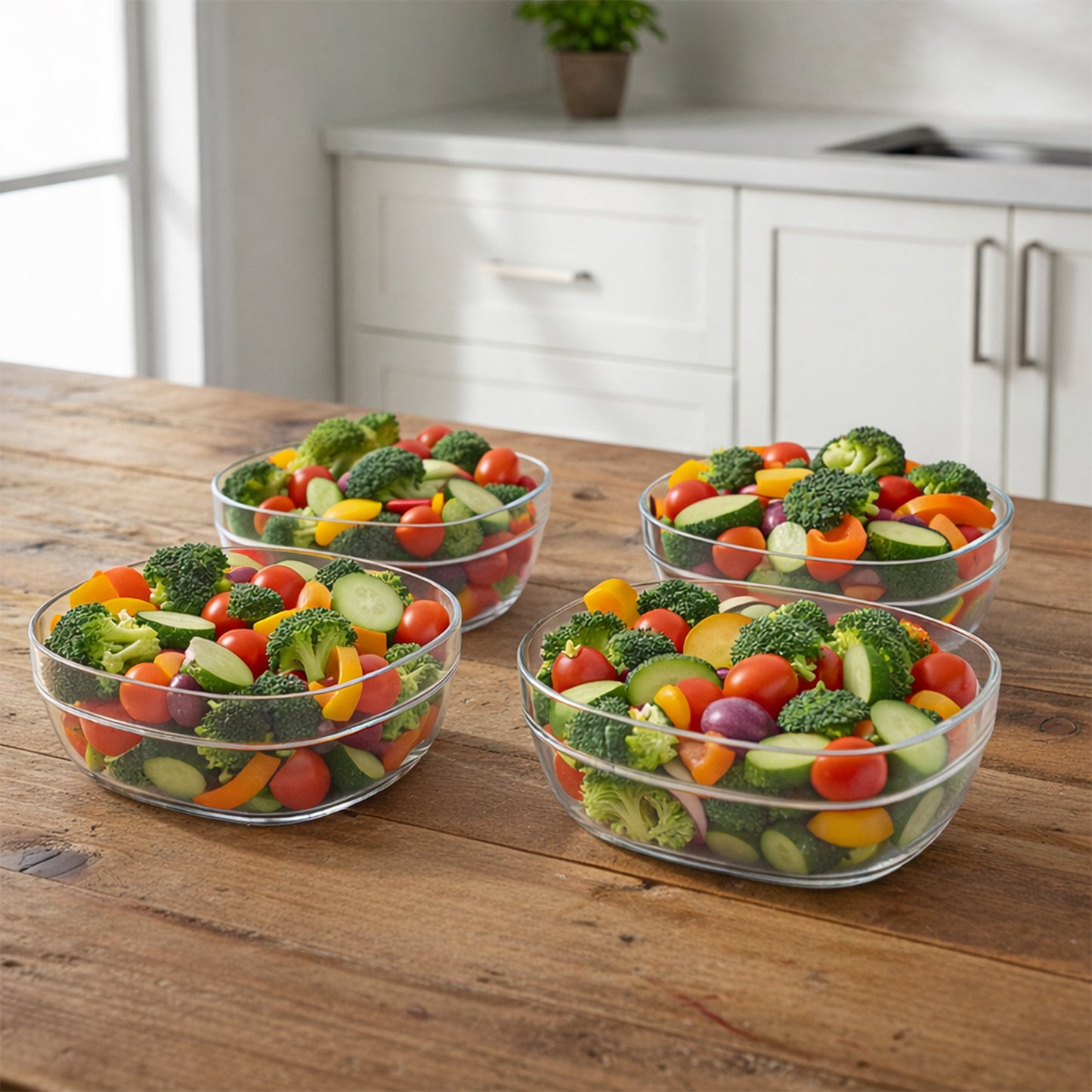 Clear Glass Serving Bowl Set - 4 Piece Multipurpose Kitchen Bowls - Happy Price - Image 2