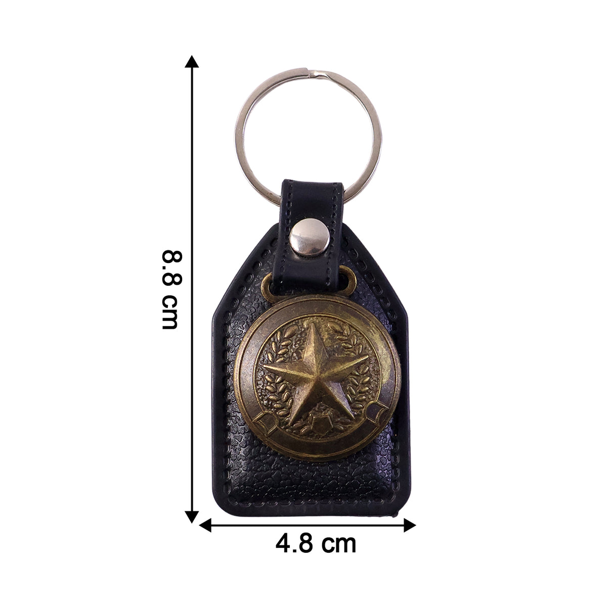 Metal Star Emblem Keychain with Leather Finish - 1 Pc - Happy Price - Image 5