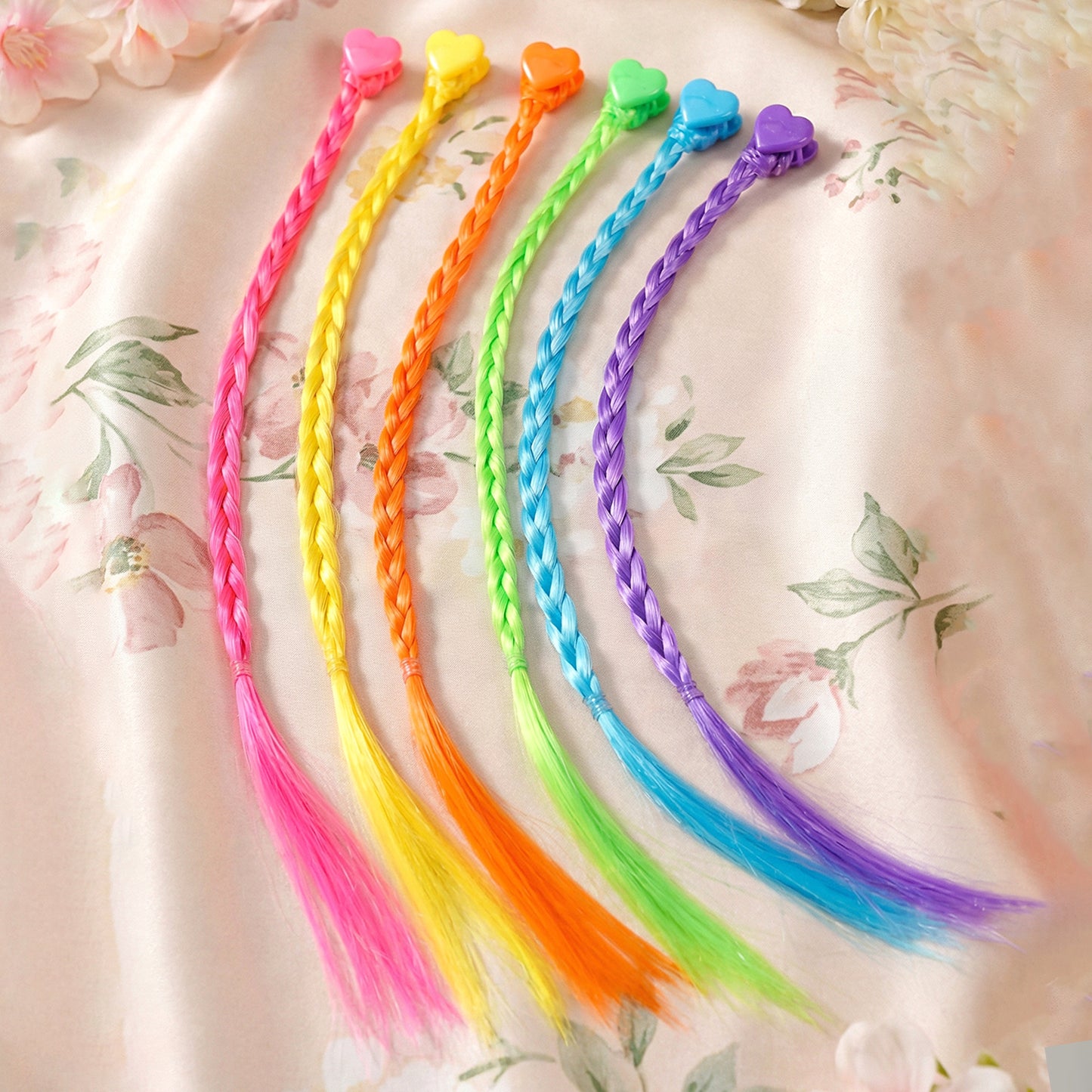 Colourful Braided Hair Streaks for Girls - 6 Pc Clip-In Extension Set - Happy Price - Image 6