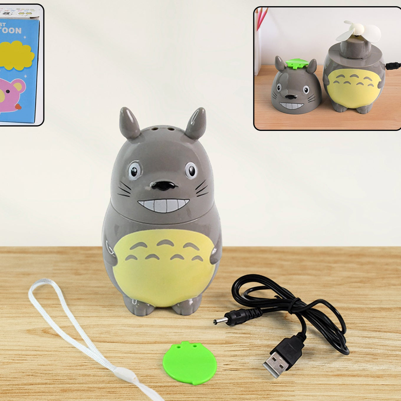 Usb Rechargeable Mini Cartoon Fan (1 Pc) - Happy Price - Image 1