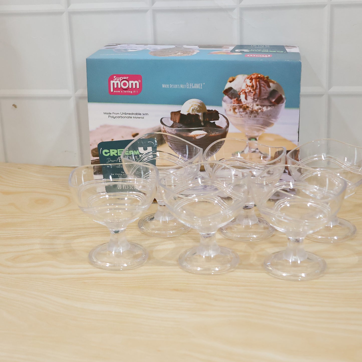 Set of 6 Clear Polycarbonate Dessert Bowls with Stems - Happy Price - Image 7