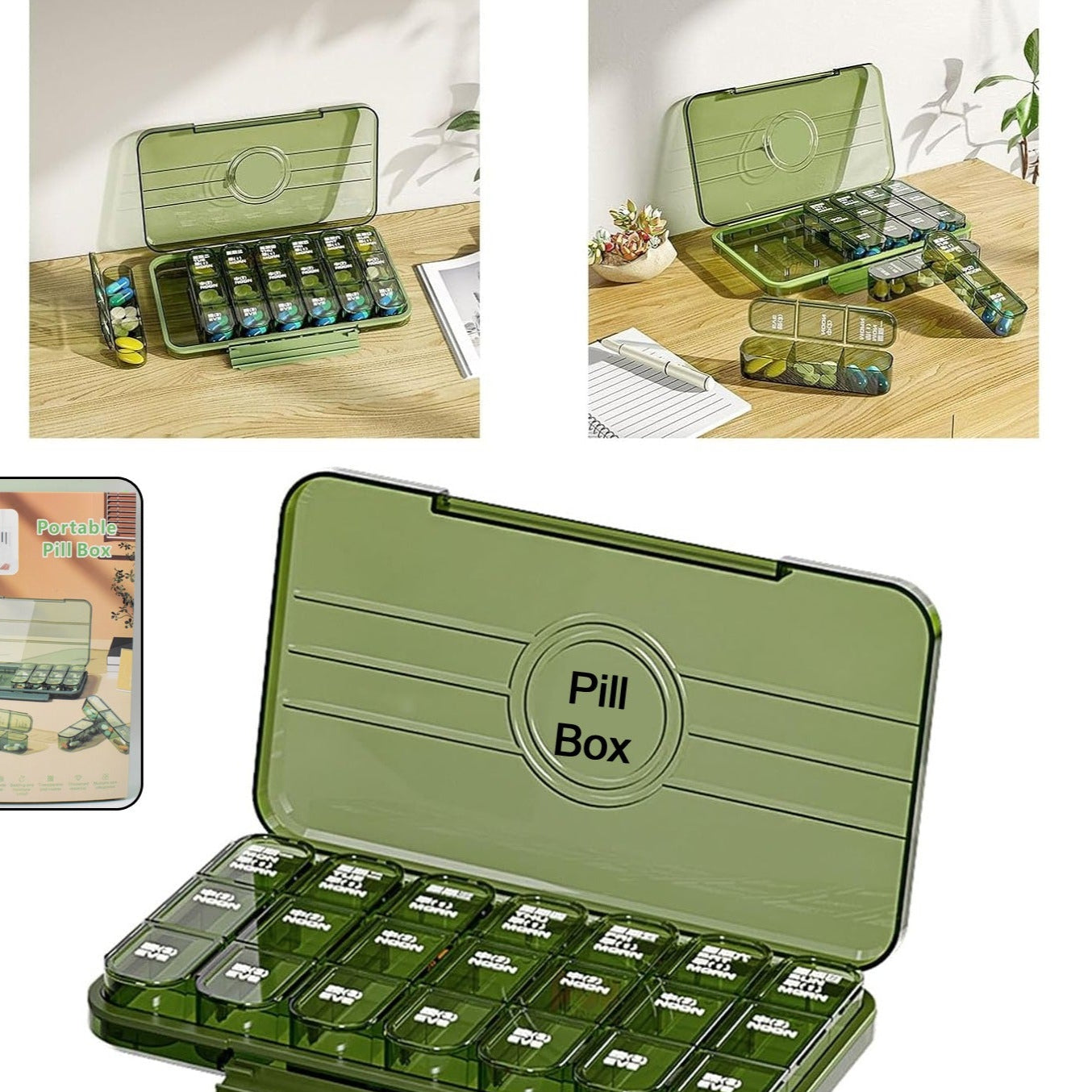 Portable Weekly Pill Box Organiser Daily Pill Keeper 21 Grid Container (1 Pc) - Happy Price - Image 1