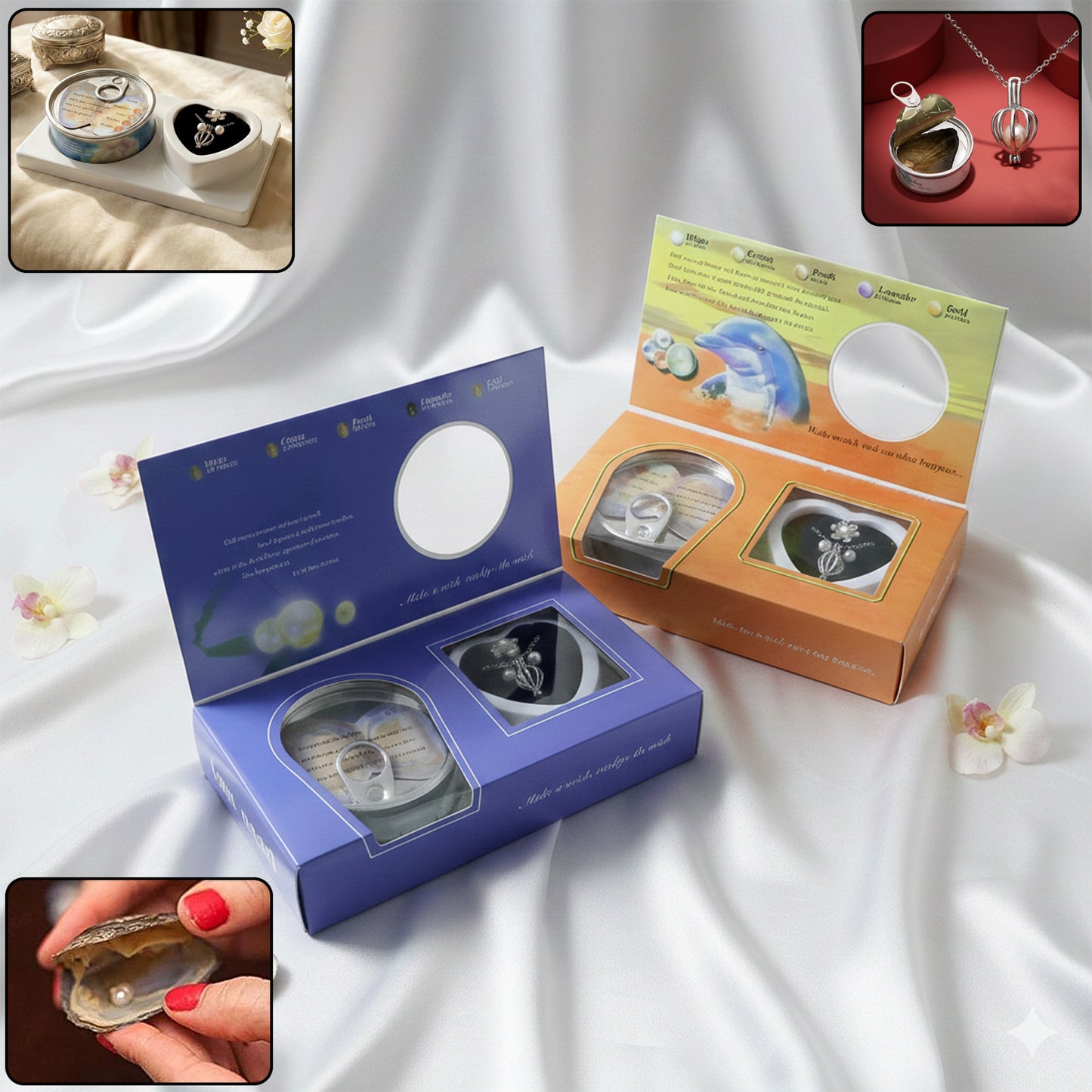 Wish Pearl Necklace Jewellery Set with Heart Box & Message Card - 1 Set (Mixed Designs) - Great Price - Image 2