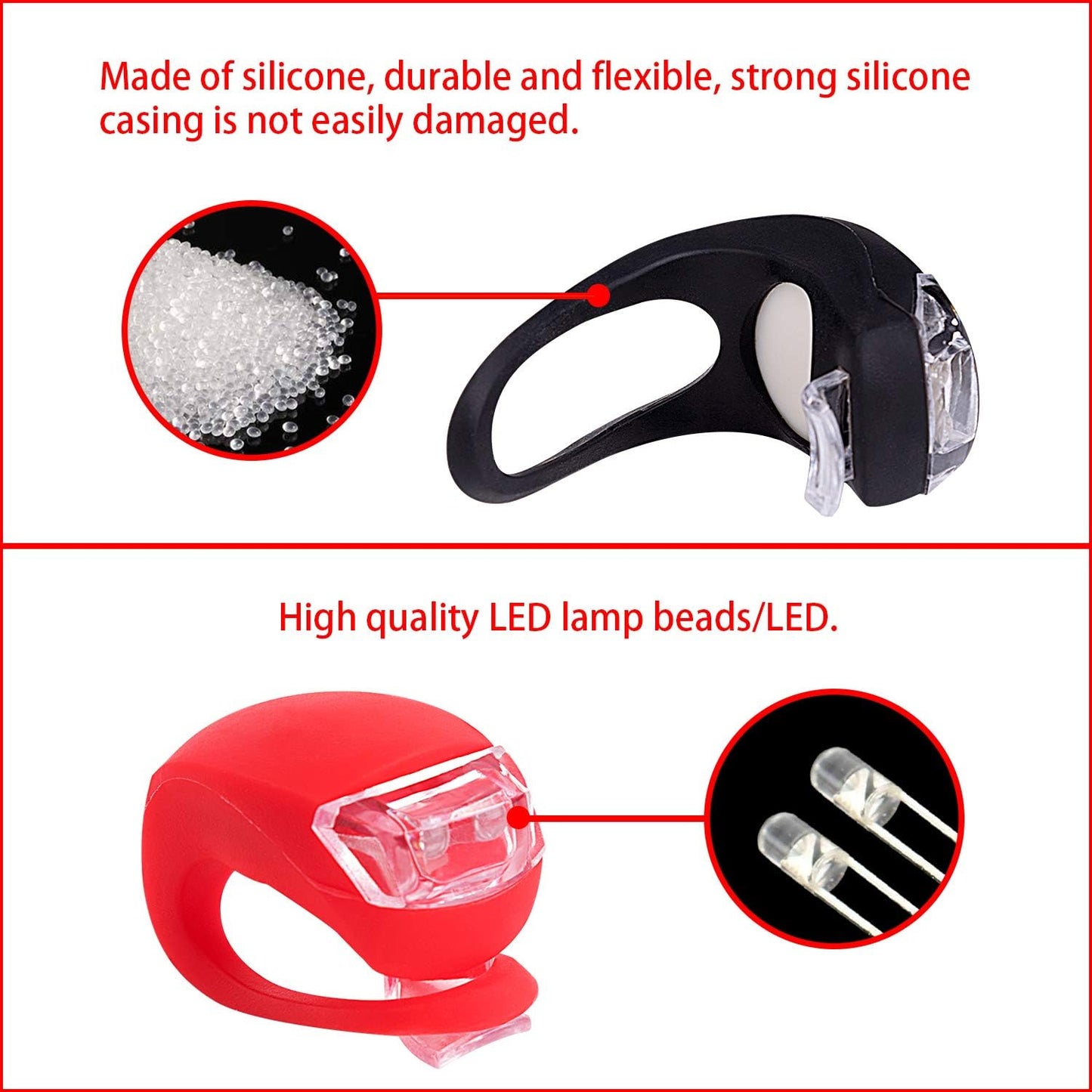 Silicone Led Bike Light Set (2 Pcs Set) - Happy Price - Image 4
