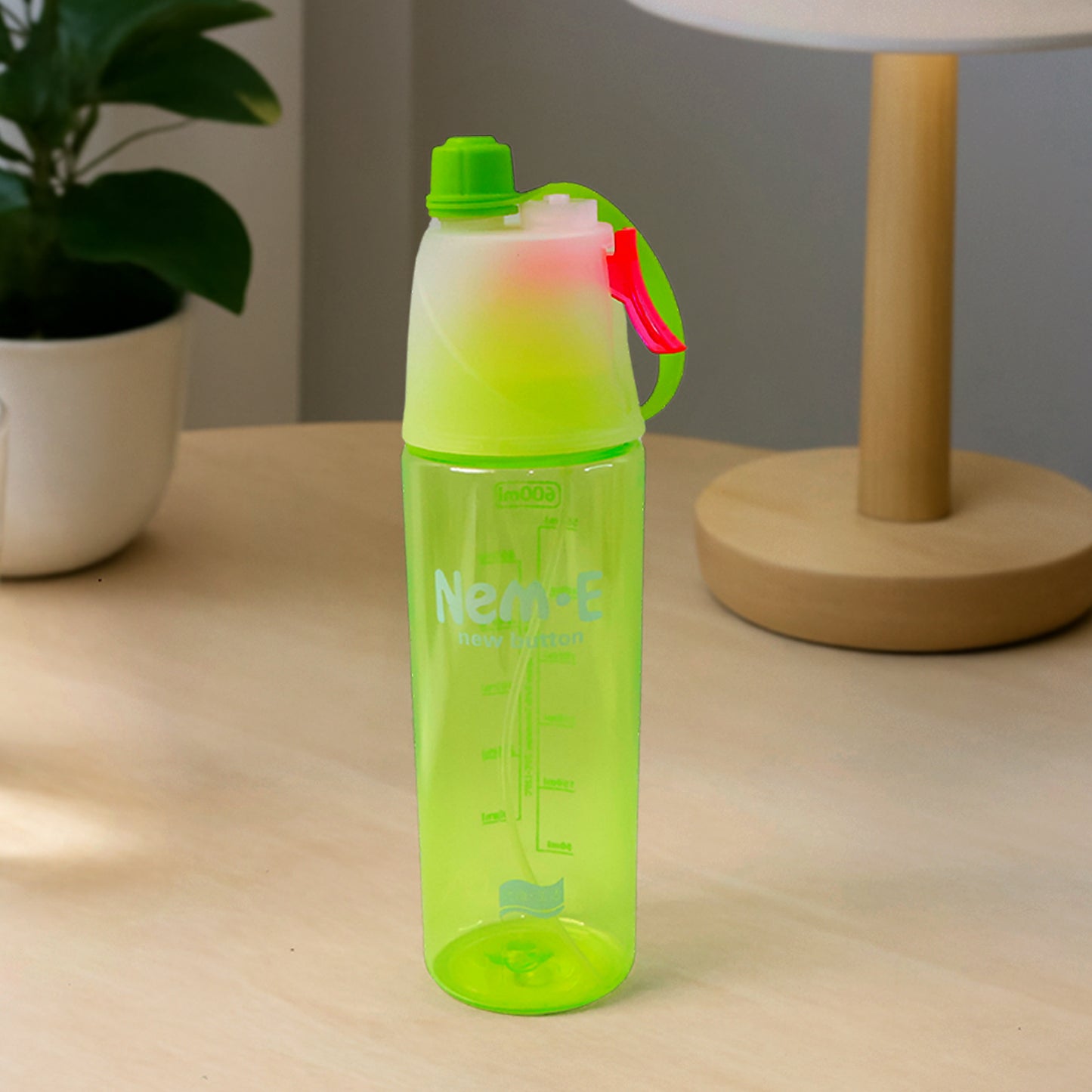 Plastic Dual Function Sports Water Bottle With Built-in Mist Spray And Leakproof Cap (600ml 1 Pc) - Happy Price - Image 3
