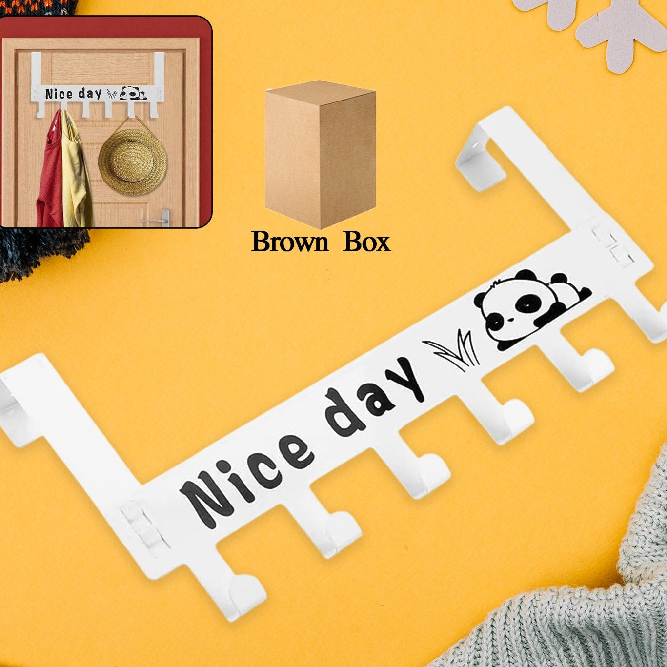 Heavy-duty Carbon Steel Door Hook Hanger Rack (1 Pc 6 Hook White) - Happy Price - Image 1