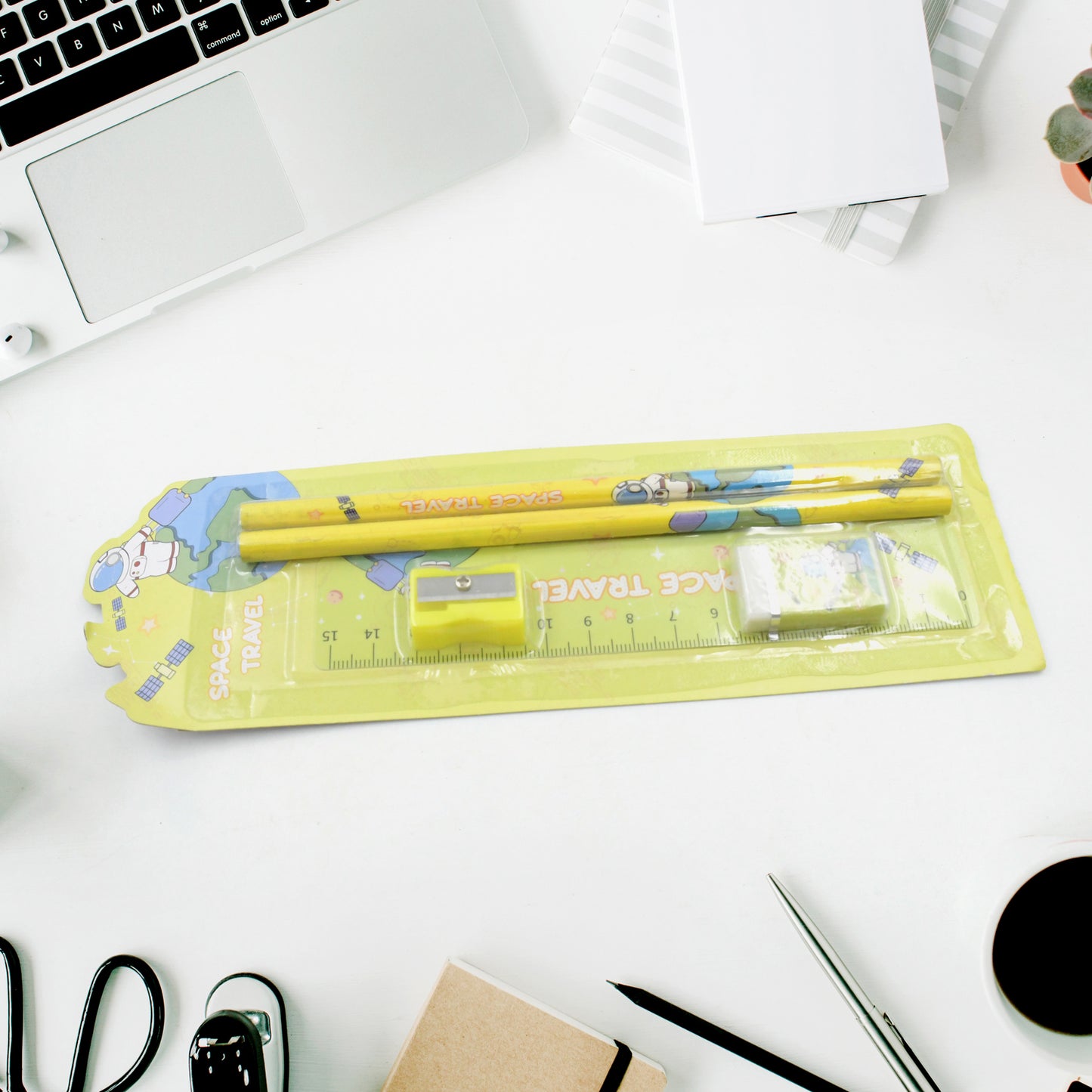 Wooden Pencil Set Stationary Set 5 In 1 Items Educational Item For School Going Kids Stationary Set For Girls Boysstationary For Schoolgift Pack For Girls Kidsbirthday Gift Kids (5 Pc Set - Happy Price - Image 6