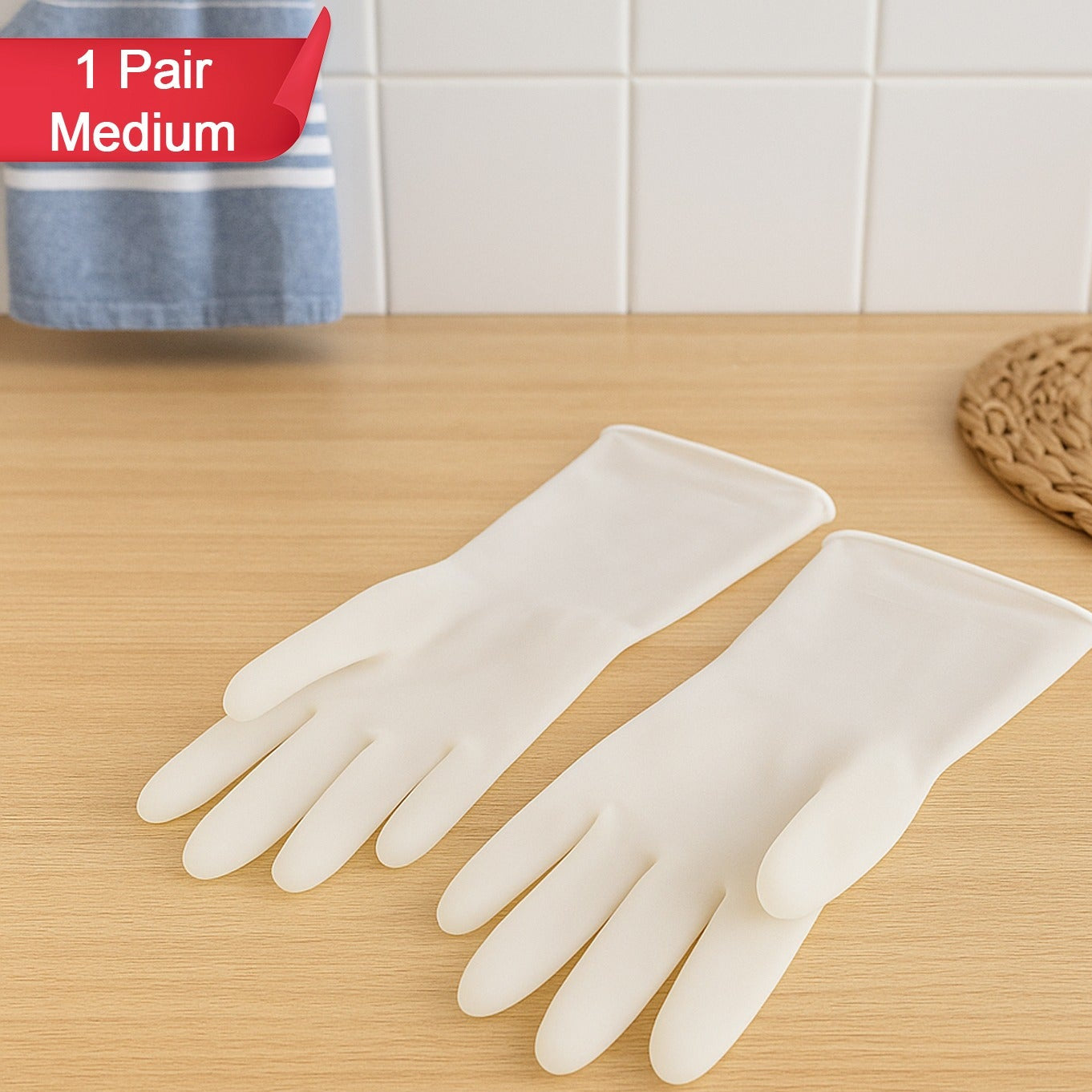 Medium Reusable Household Cleaning Gloves - 2 Pair Set - Happy Price - Image 1