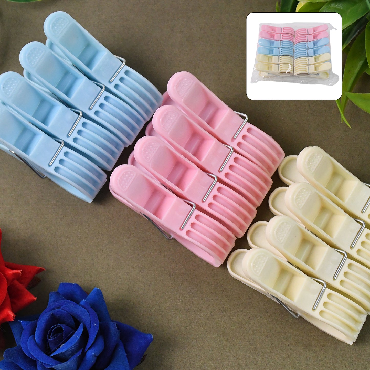 Plastic Cloth Clips (Multicolour) - Pack Of 12 - Happy Price - Image 4