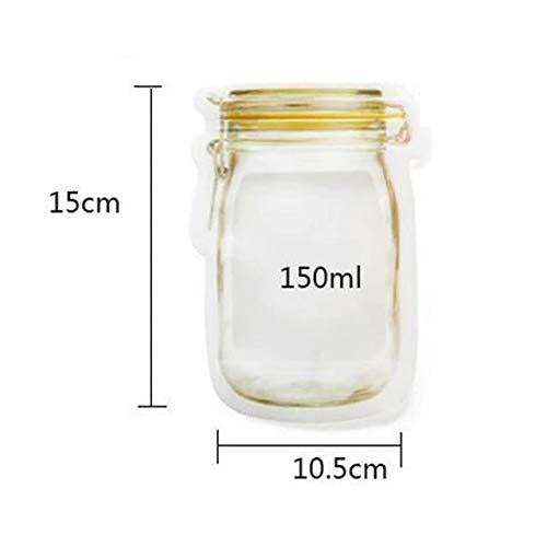 Reusable Airtight Seal Plastic Food Storage Mason Jar Zipper (150ml) - Happy Price - Image 7