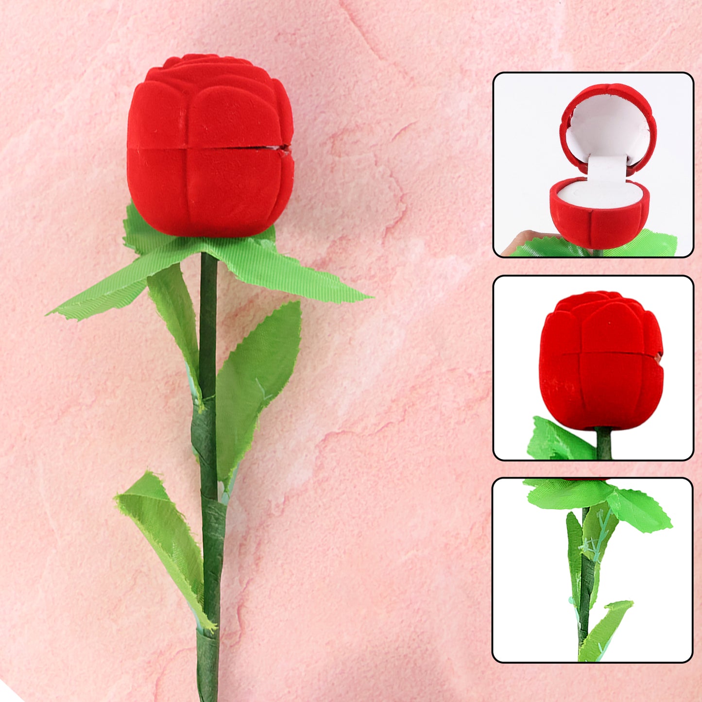 Romantic Rose Ring Box Set - 2 Pcs Flower Shaped Jewelry Holder - Happy Price - Image 7