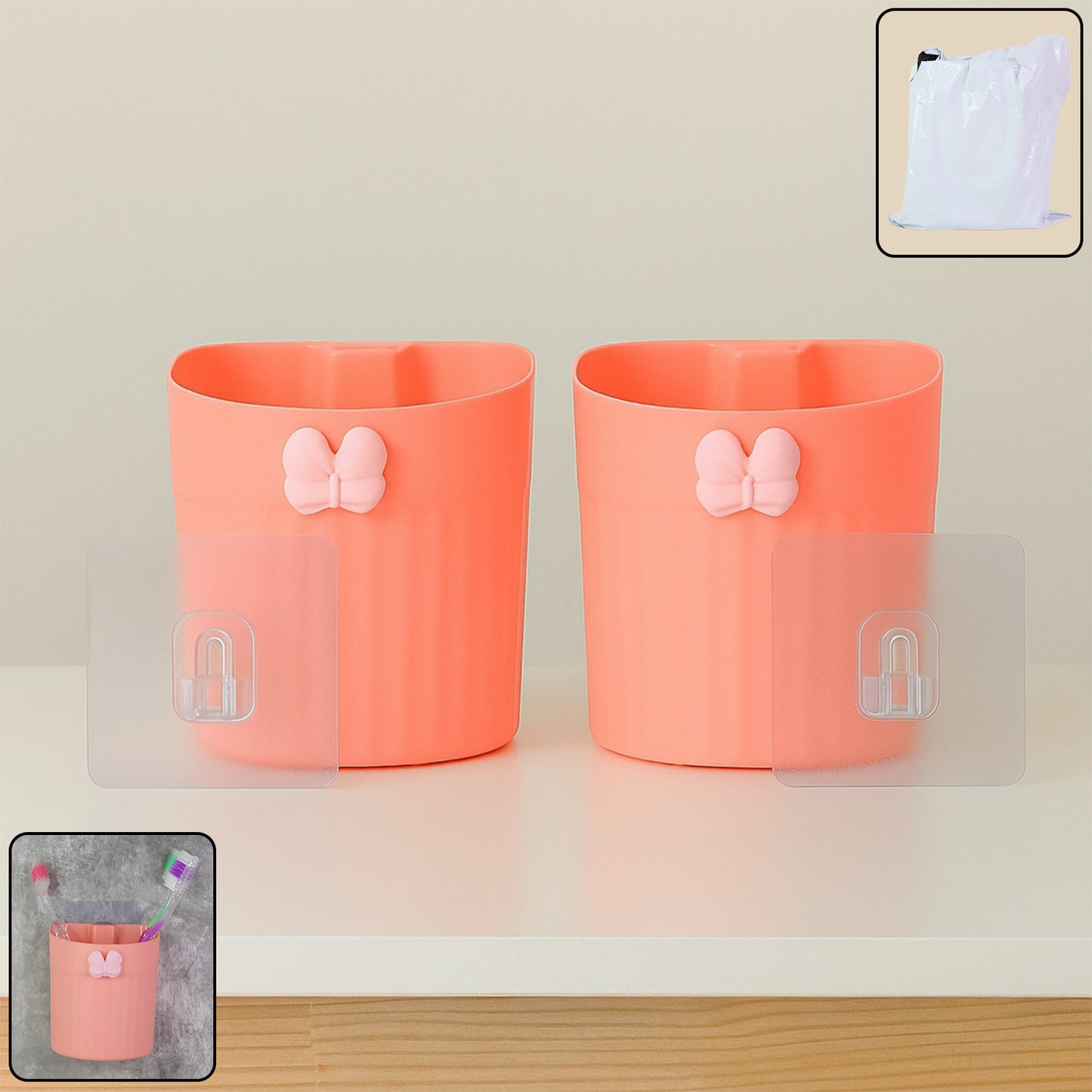 Butterfly Design Wall Toothbrush Holder - 2 Pc Set - Happy Price - Image 3
