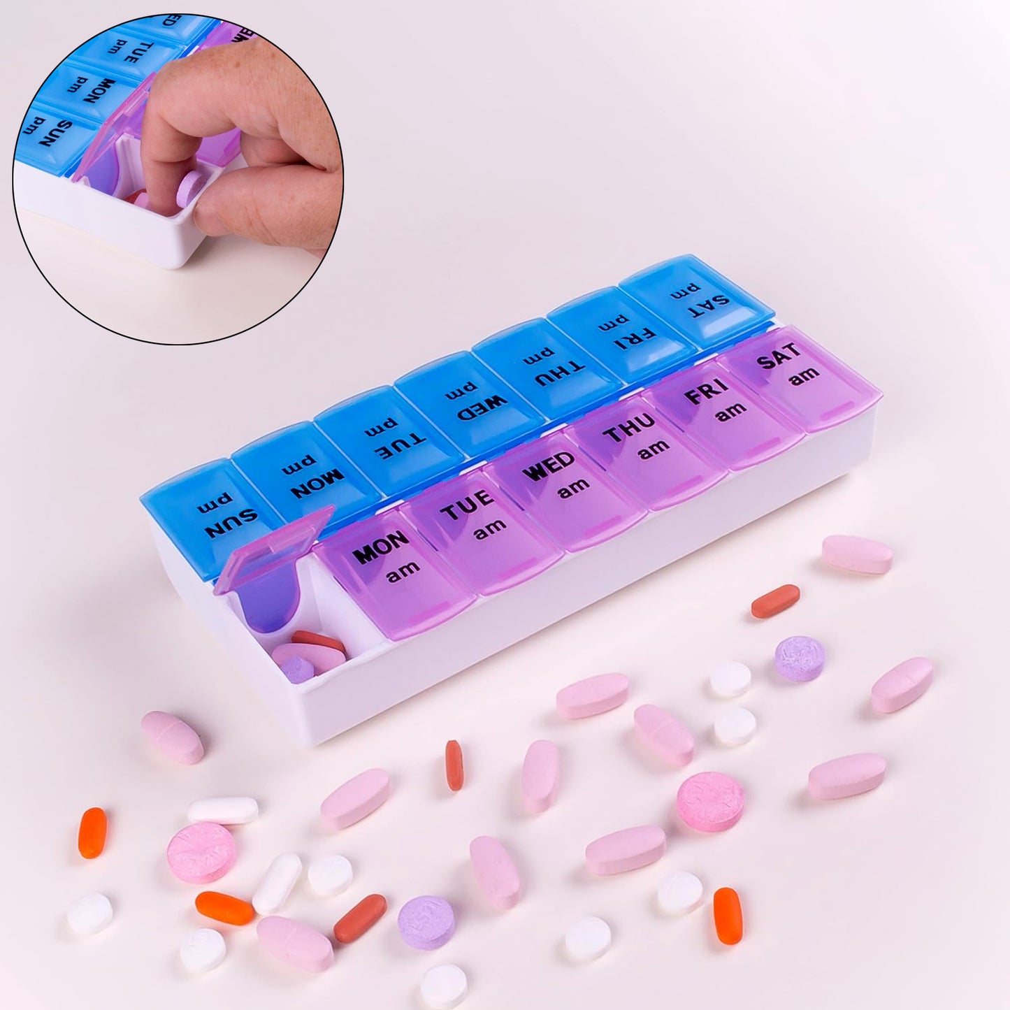 Weekly Pill Organizer Box - 14 Compartments for AM/PM Doses (1 Pc) - Happy Price - Image 7