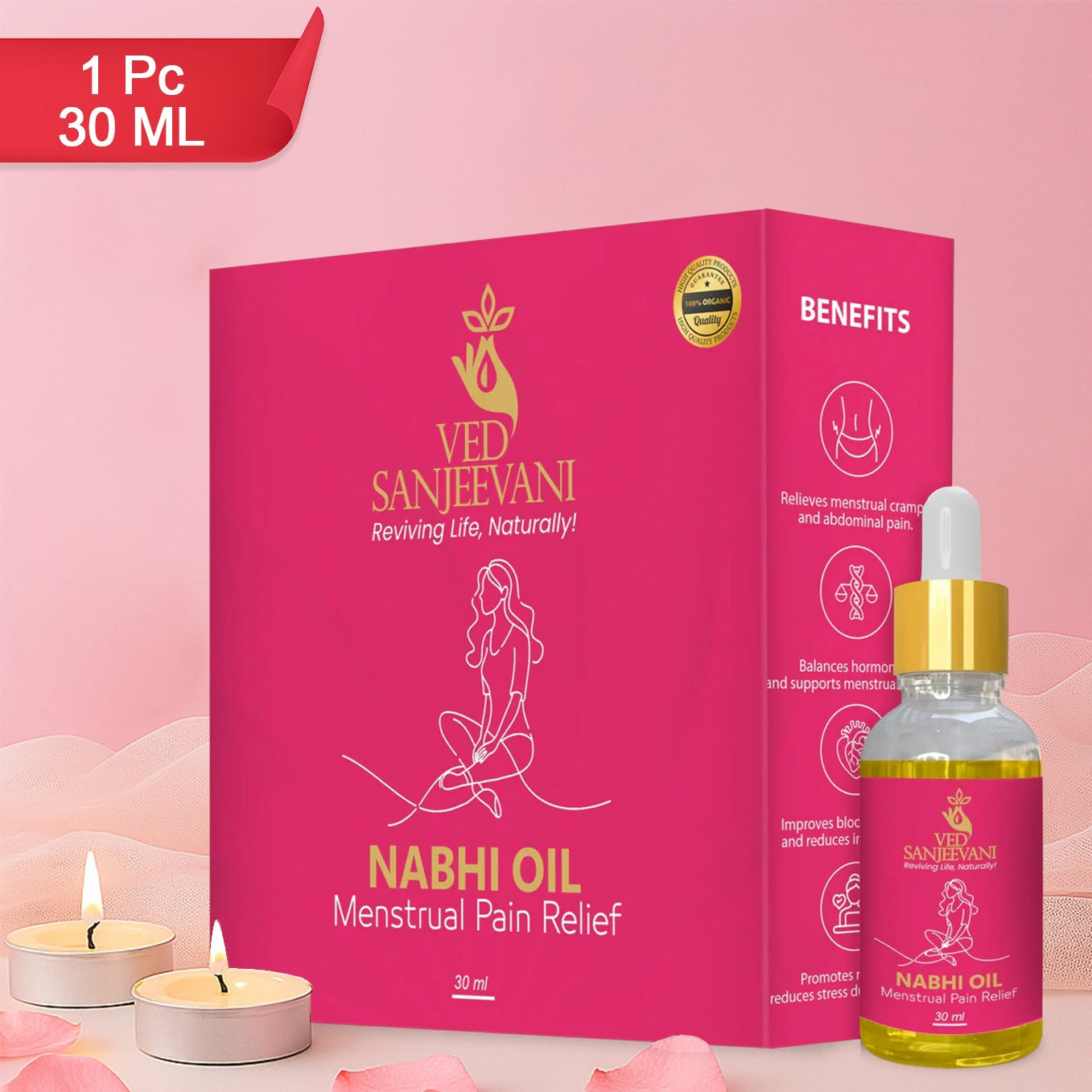 Ved Sanjeevani Nabhi Oil For Menstrual Pain Relief (30ml 1 Pc) - Happy Price - Image 1