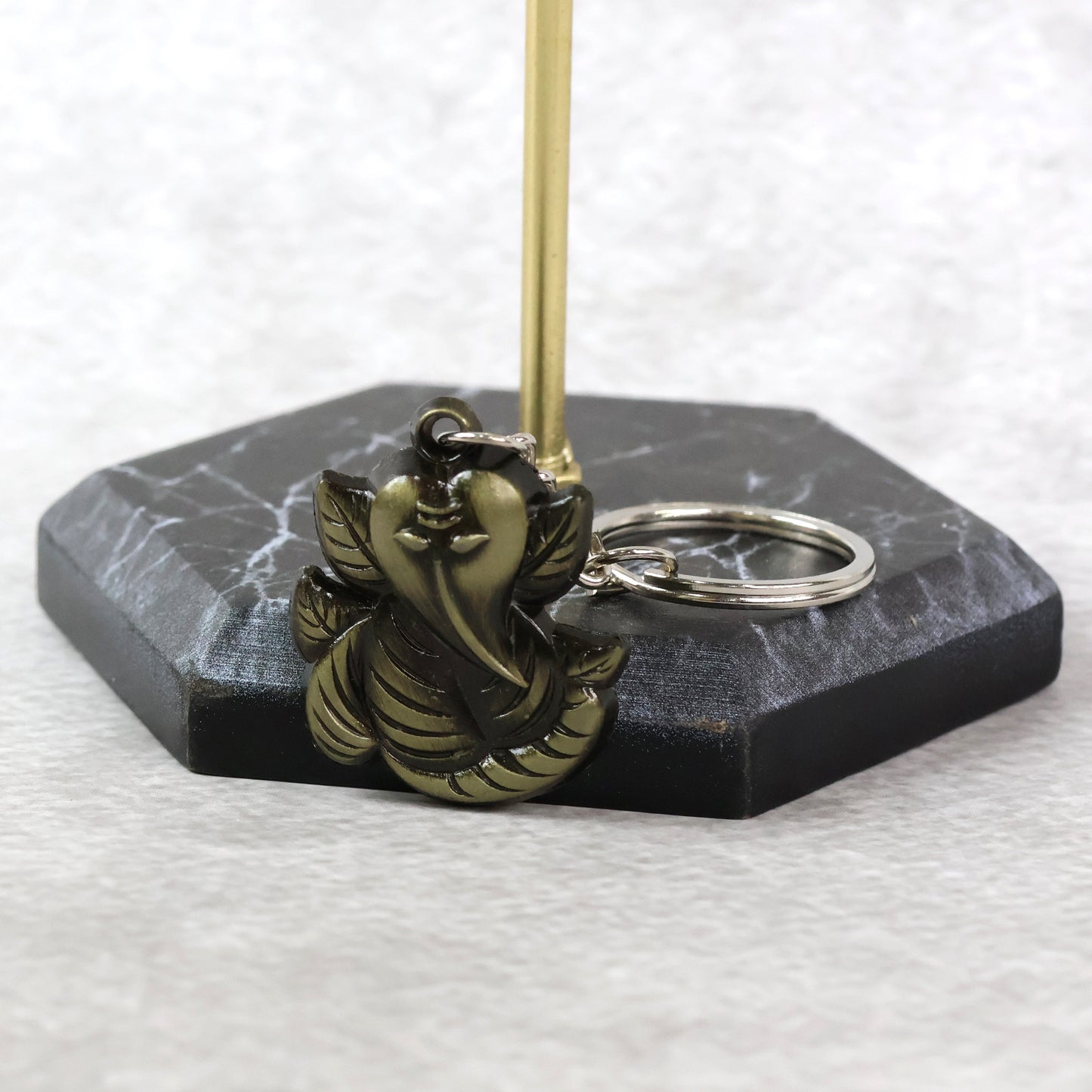 Ganesh Face Metal Keychain - Antique Black Finish (1 Pc) - Happy Price - Image 4