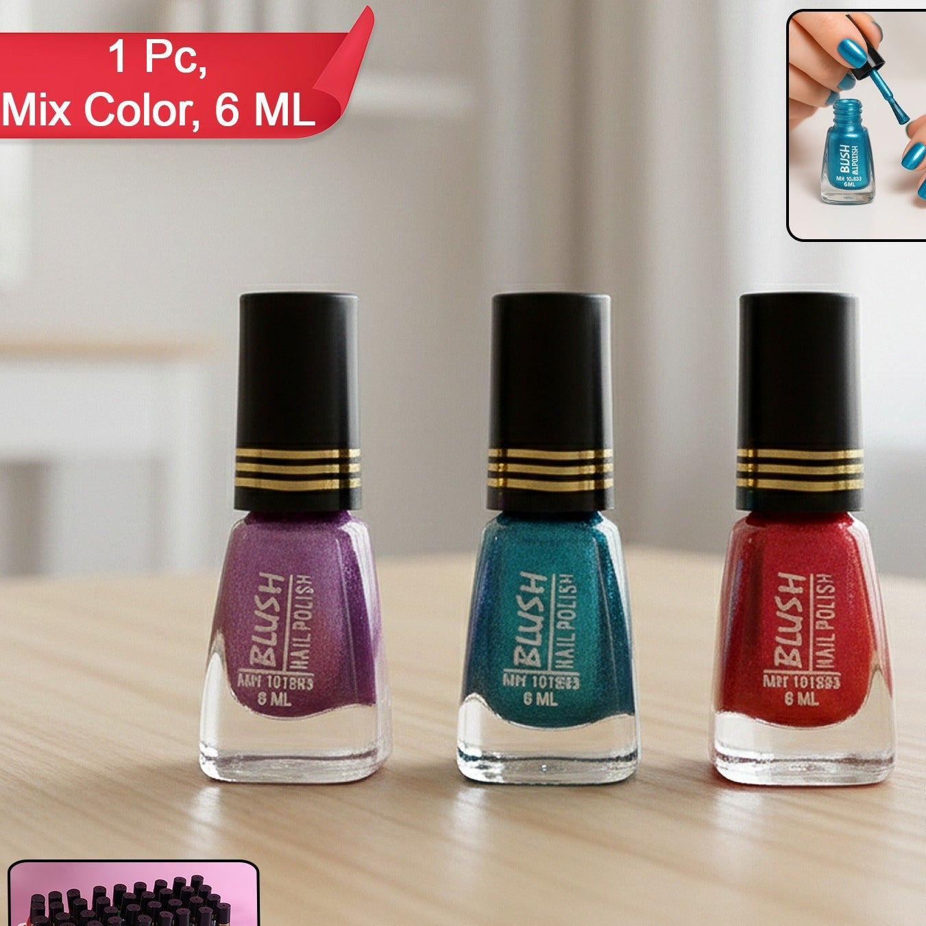 Blush Metallic Mini Nail Polish (Mix Color 6 Ml 1 Pc)