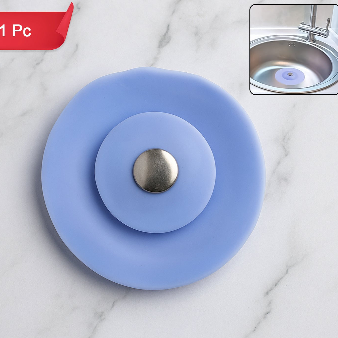 Creative 2-in-1 Blue Silicone Sewer Sink Sealer Cover Drainer (Multicolour 1 Pc) - Happy Price - Image 1