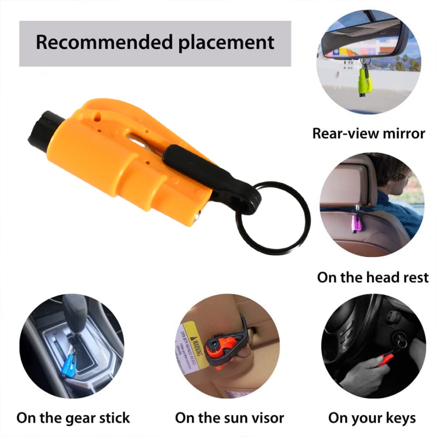 2 In 1 Emergency Safety Cutter With Key Chain Small Portable Handy Emergency Safely Glass Breaking Seat Belt Cutting Keychain Tool - Happy Price - Image 4