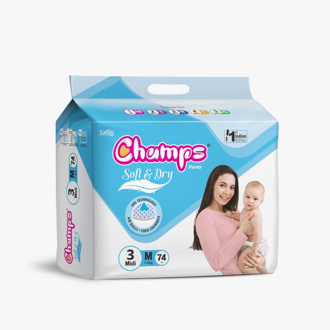 Champs Soft And Dry Baby Diaper Pants 74 Pcs (Medium Size M74) - Happy Price - Image 4