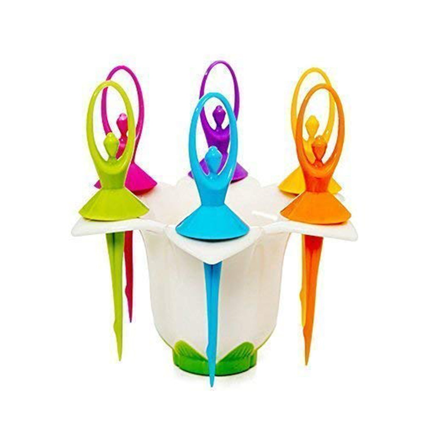 Dancing Doll Fruit Fork Cutlery Set With Stand Set Of 6. - Happy Price - Image 2