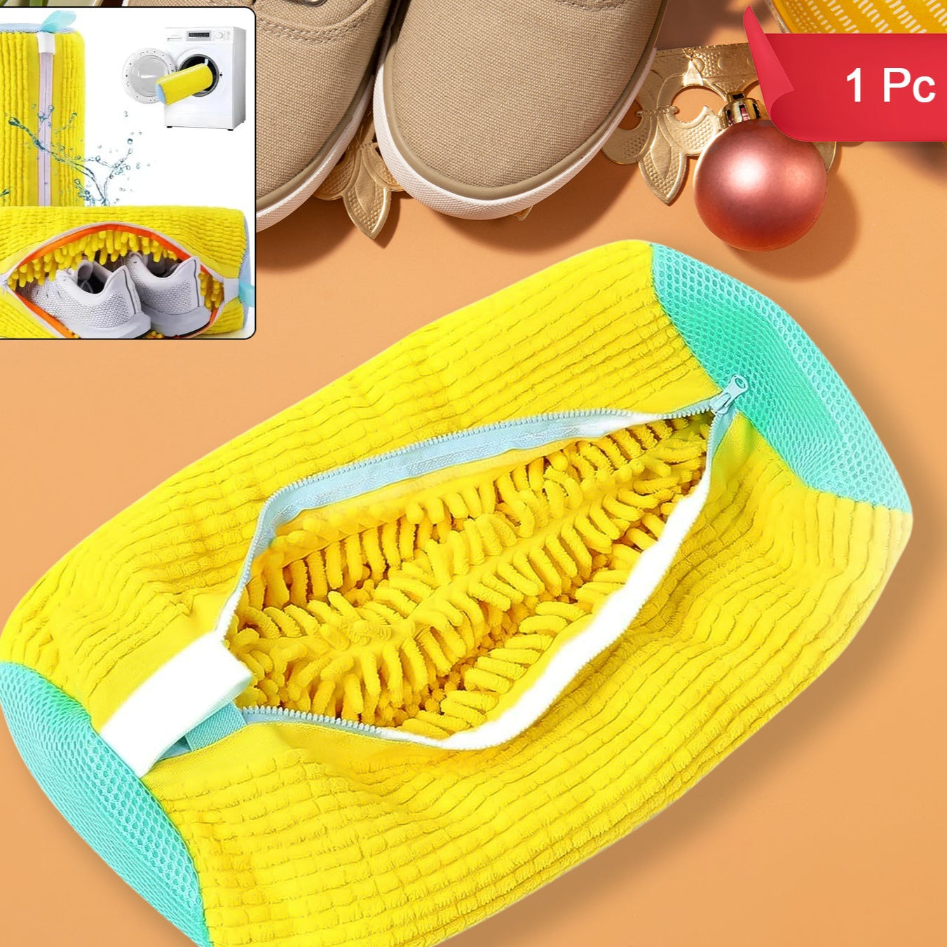 Shoe Cleaning Mop Cover With Microfiber Chenille Lining Zipper (1 Pc) - Happy Price - Image 1