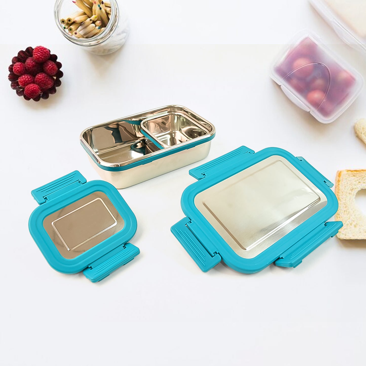 Apex Jerry Lunch Box Premium Stainless Steel Food Container (2 Pc 700+200 Ml Approx) - Happy Price - Image 3