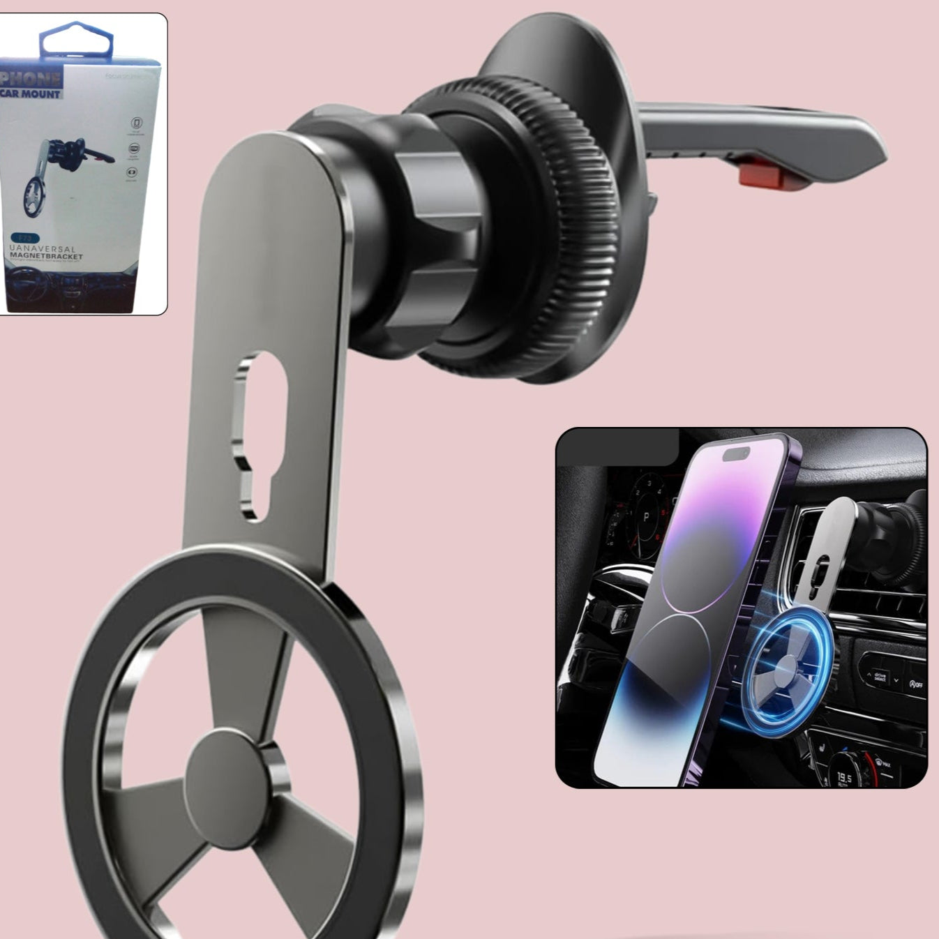 360 Rotatable Foldable Air Vent Magnetic Phone Holder (1 Pc) - Happy Price - Image 1